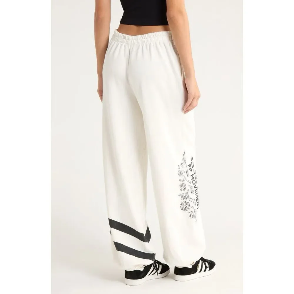 Free People Movement NWT All Star Oversize Slouchy Logo Graphic Jogger Pants Ivo - Picture 2 of 9
